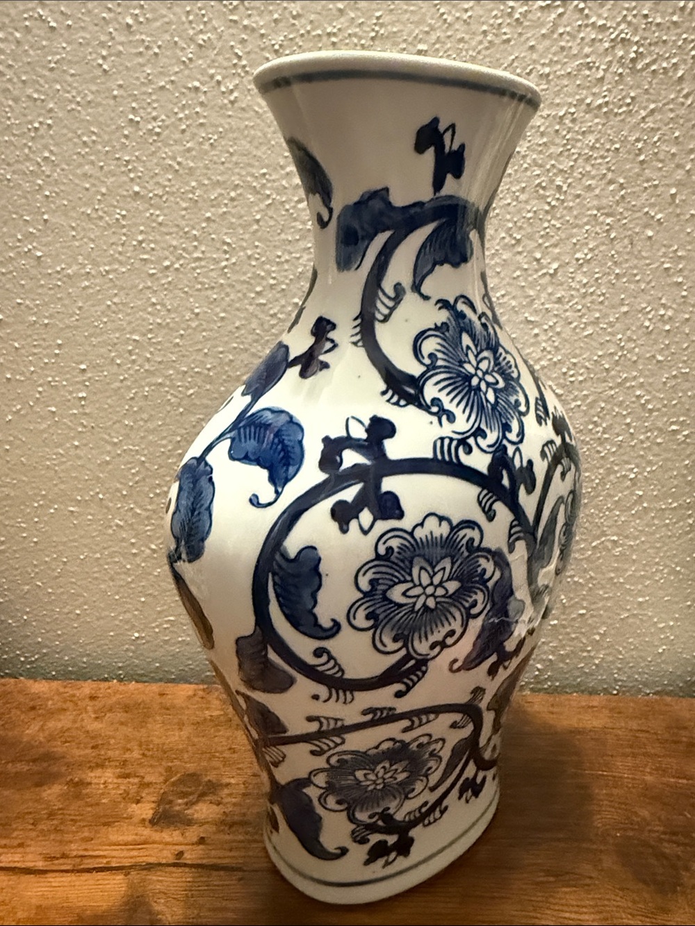 Blue and White Floral Ceramic Vase Approx 11” - Picture 7 of 16